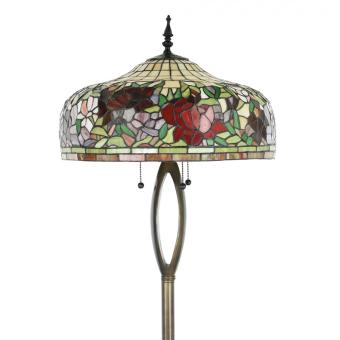 Tiffany Vloerlamp Ø 48x165 cm Beige Rood Glas Rond Bloemen