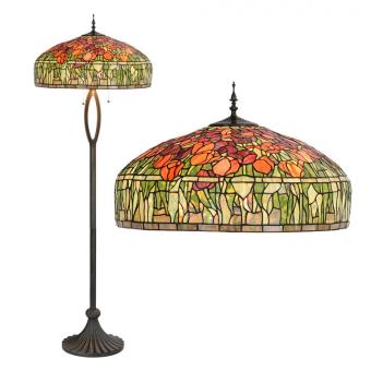 Tiffany Vloerlamp 6041 Ø 56x165 cm Groen Oranje Glas Tulpen