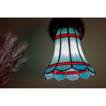 Wandlamp Tiffany 6206 - 17x12x23 cm Blauw Rood Glas Metaal Rond