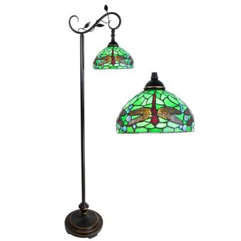 Tiffany Vloerlamp 6242 - 152 cm Groen Bruin Glas Rond