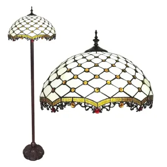 Tiffany Vloerlamp 6113 Ø 45x166 cm Wit Glas