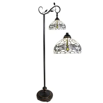 Tiffany Vloerlamp 6243 - 152 cm Bruin Wit Glas