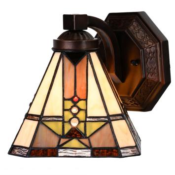 Wandlamp Tiffany 6100 - 25x20 cm Beige Bruin Glas 