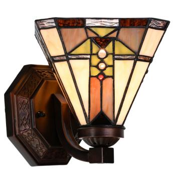 Wandlamp Tiffany 6100 - 25x20 cm Beige Bruin Glas 