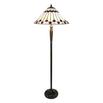 Tiffany Vloerlamp 6175 Ø 50x157 cm Wit Bruin Glas Kunststof Rond