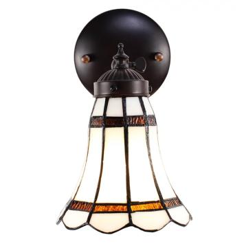 Wandlamp Tiffany 6205 - 17x12x23 cm Wit Bruin Glas Metaal Rond