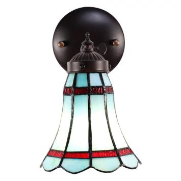 Wandlamp Tiffany 6206 - 17x12x23 cm Blauw Rood Glas Metaal Rond