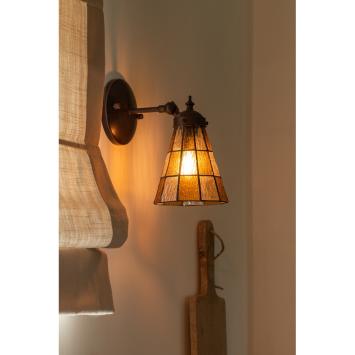 Wandlamp Tiffany 6209 - 17x12x23 cm Bruin Glas Metaal