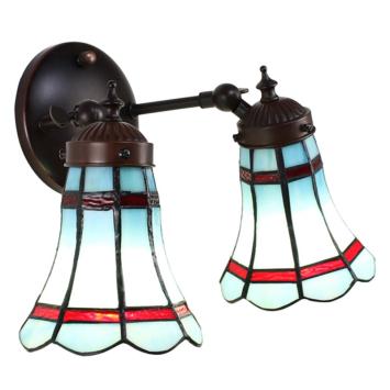 Wandlamp Tiffany 6213 - 30x23x23 cm Blauw Rood Glas Metaal