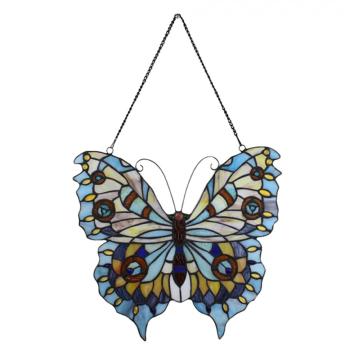 Glaspaneel 6236 Tiffany Vlinder 40x60 cm Blauw Glas