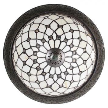 Plafondlamp Tiffany 6259 - Ø 38 cm Wit Bruin Glas Rond