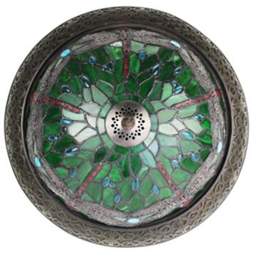 Plafondlamp Tiffany 6264 - Ø 38 cm Groen Bruin Kunststof Glas Rond