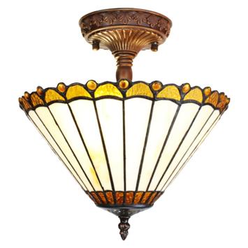 Plafondlamp Tiffany 6281 - Ø 29x30 cm Beige Bruin Glas