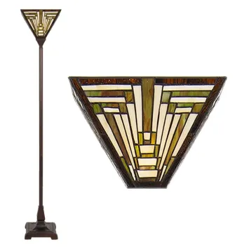 Tiffany Vloerlamp 6079 Ø 31x186 cm Beige Groen Polyresin Glas Rechthoek