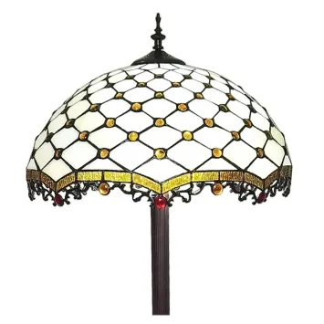 Tiffany Vloerlamp 6113 Ø 45x166 cm Wit Glas