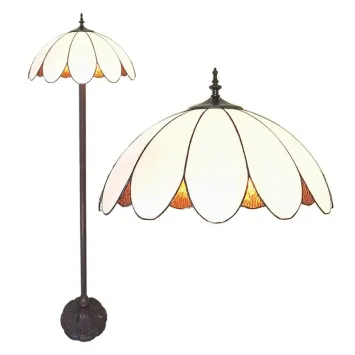 Tiffany Vloerlamp 6148 Ø 46x166 cm Wit Kunststof Glas