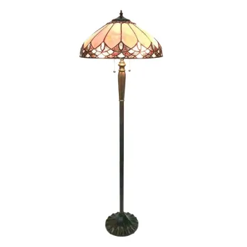 Tiffany Vloerlamp 6171 Ø 50x157 cm Beige Bruin Glas Rond