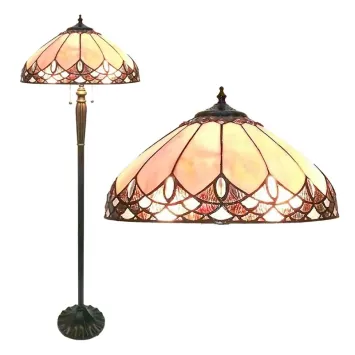 Tiffany Vloerlamp 6171 Ø 50x157 cm Beige Bruin Glas Rond