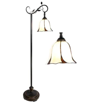 Tiffany Vloerlamp 6240 - 152 cm Wit Bruin Glas