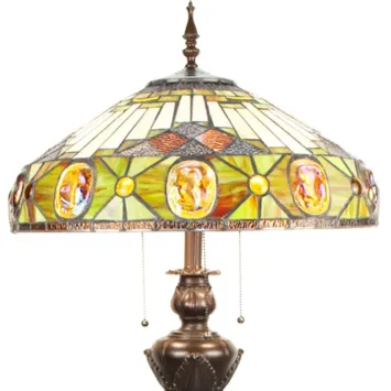 Tiffany Vloerlamp 6292 - 166 cm Beige Geel Glas Rond