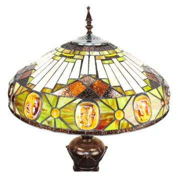 Tiffany Vloerlamp 6292 - 166 cm Beige Geel Glas Rond