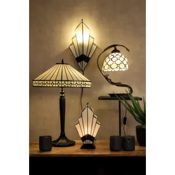 Wandlamp Tiffany 6083 - 23x13x43 cm Wit Glas