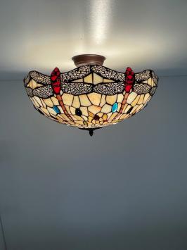 Tiffany plafondlamp 55cm Dragonfly Flow