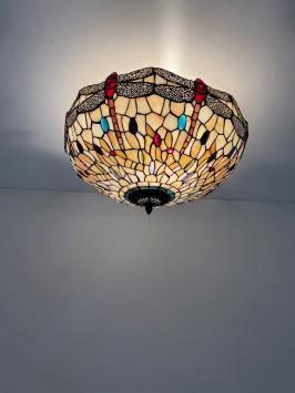 Tiffany plafondlamp 55cm Dragonfly Flow