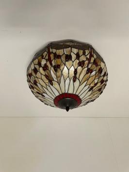 Tiffany plafondlamp Ø49cm Beige Dragonfly Flow