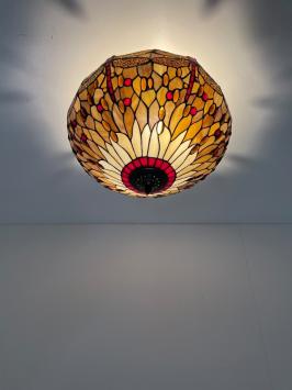 Tiffany plafondlamp Ø49cm Beige Dragonfly Flow