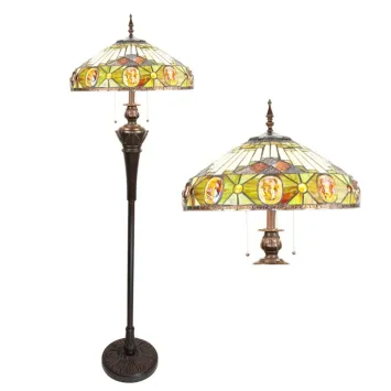 Tiffany Vloerlamp 6292 - 166 cm Beige Geel Glas Rond