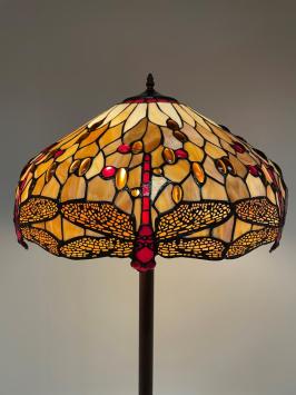 Tiffany vloerlamp Ø49cm Beige Dragonfly Rich