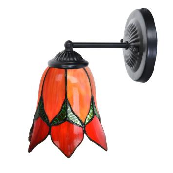 Tiffany wandlamp zwart met Lovely Flower Red