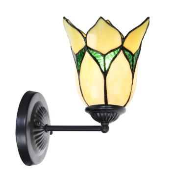 Tiffany wandlamp zwart met Lovely Flower Yellow